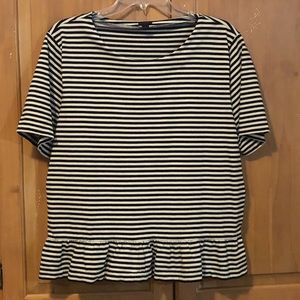 J. Crew black and white stripe peplum top